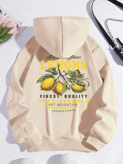 Lemons Hoodie – Unisex Kapuzenpullover mit Fruit-Print im Retro-Stil